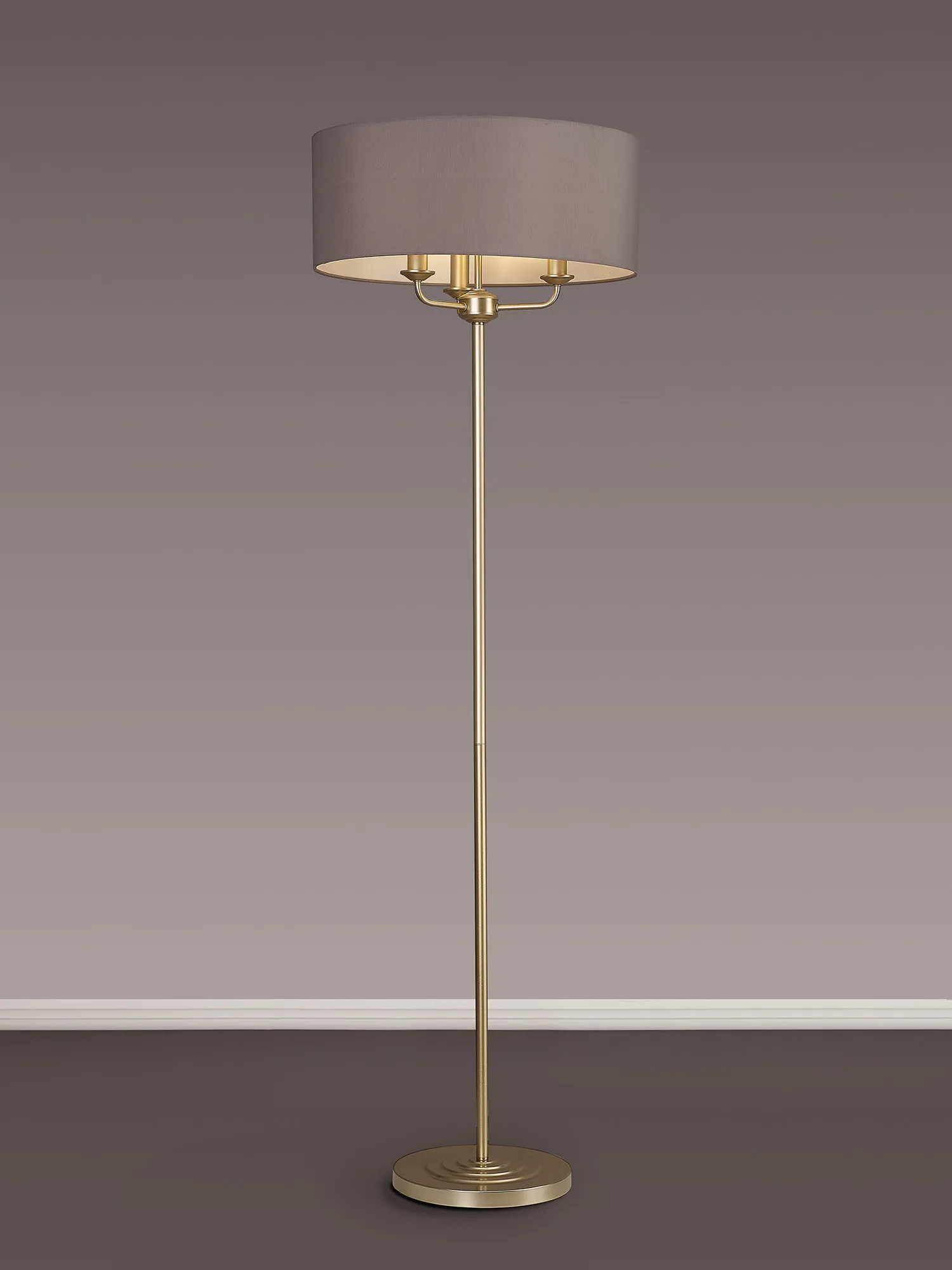 Banyan 45cm 3 Light Floor Lamp Champagne Gold; Grey DK1000  Deco Banyan CG GR